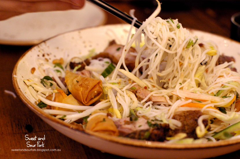 Grilled Chicken and Spring Rolls Vermicelli Noodle Salad ($13)