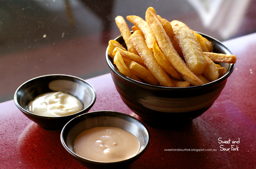 Beer Battered Chips with Special Seasoning ($4.5, small)/JD's Homemade Aurora Chip Sauce ($2)/Aioli Dipping Sauce ($2)