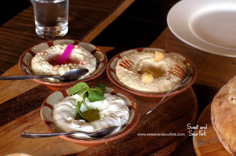 Dips and Bread to Share (Hummous/ Labne/Baba Ghannjou)