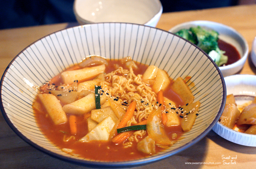 Spicy Korean Rice Cake ($12) with Instant Noodles ($2)
